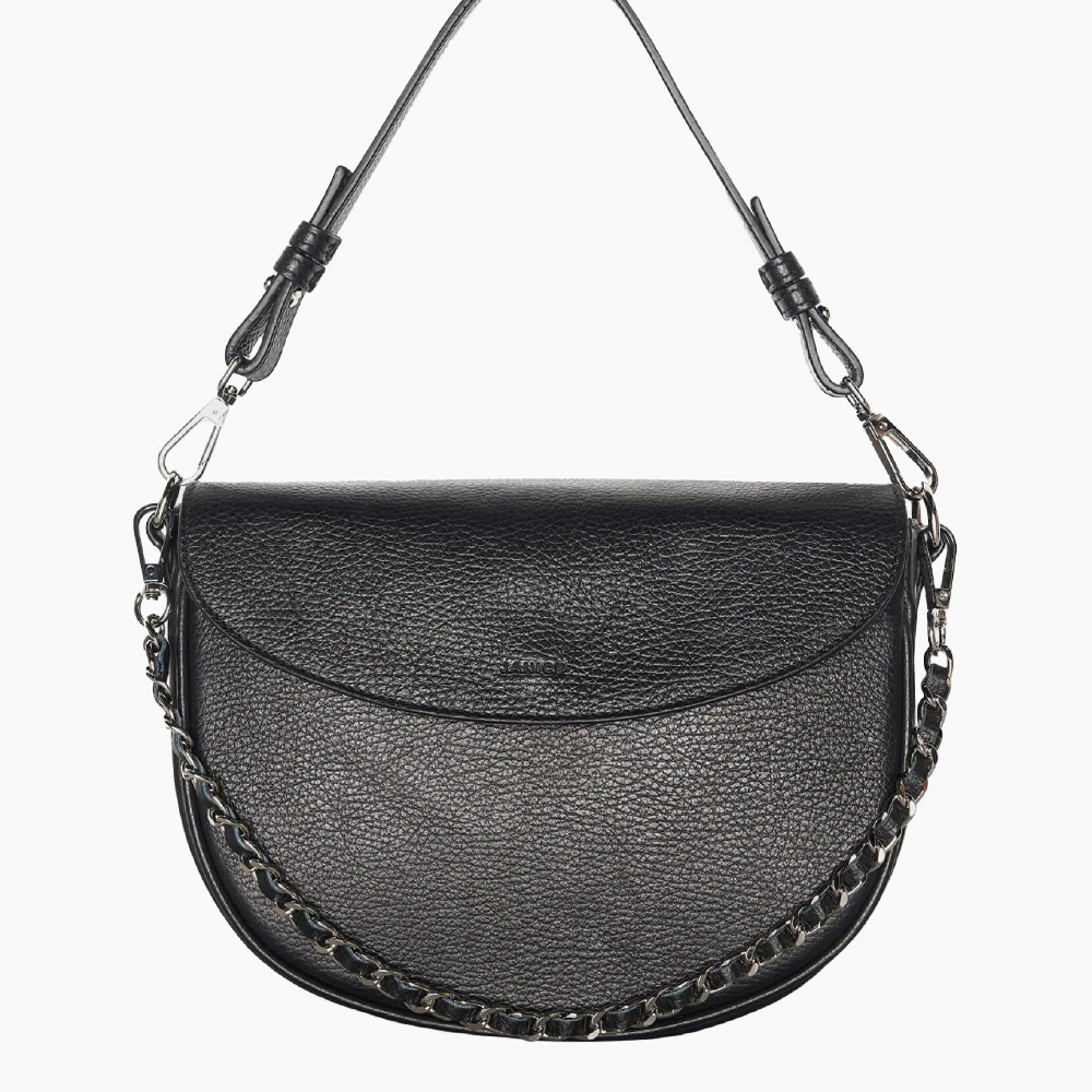 Leren Crossbody Tayler zwart zilver