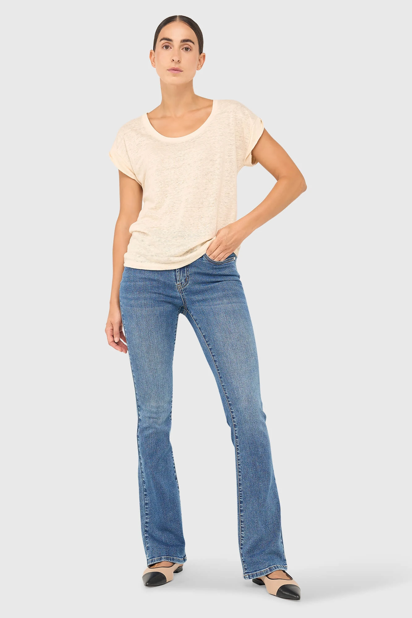 Linnen t shirt dames rick beige janice