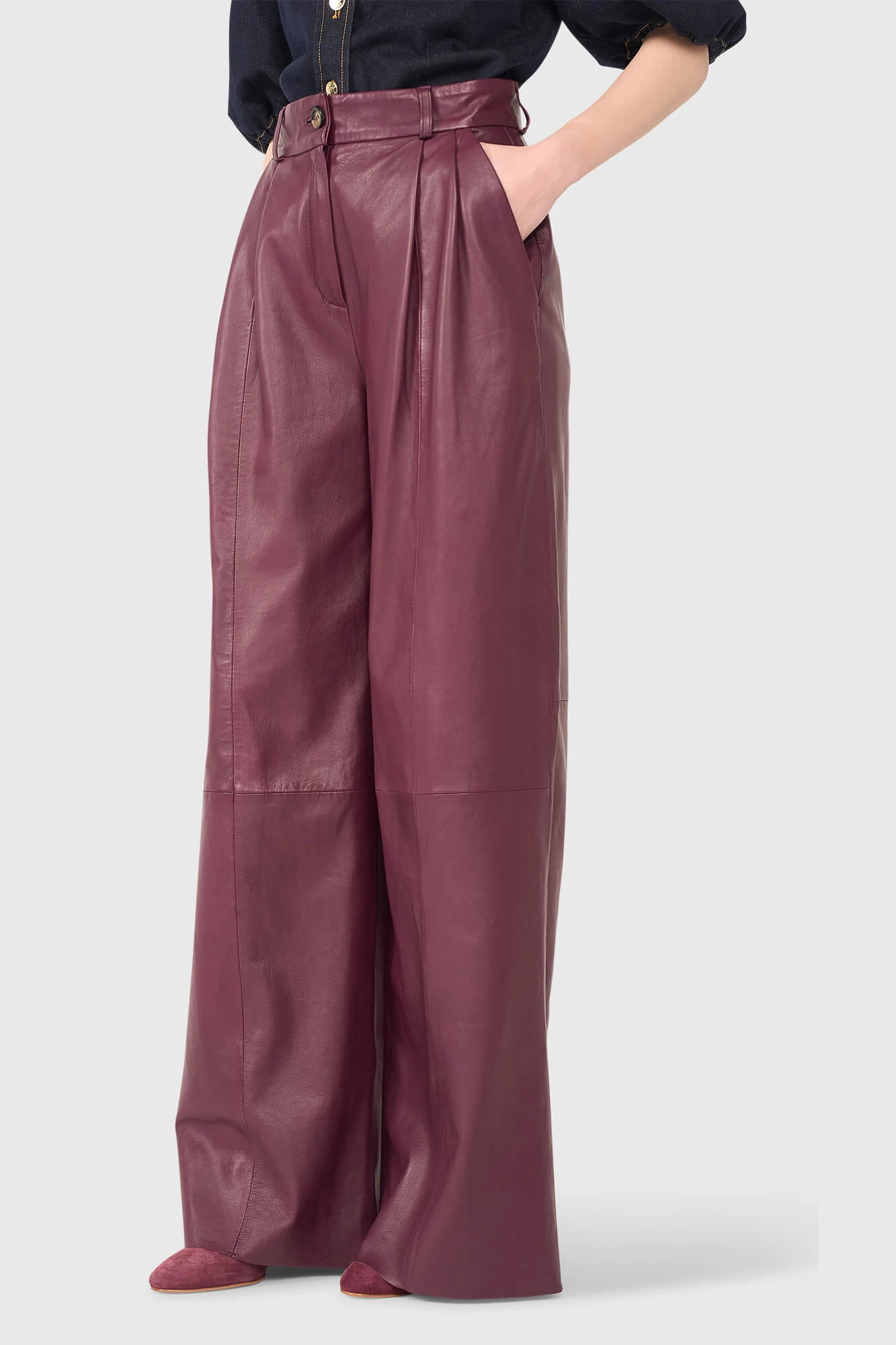 Broek dames leer dollar burgandy janice 18