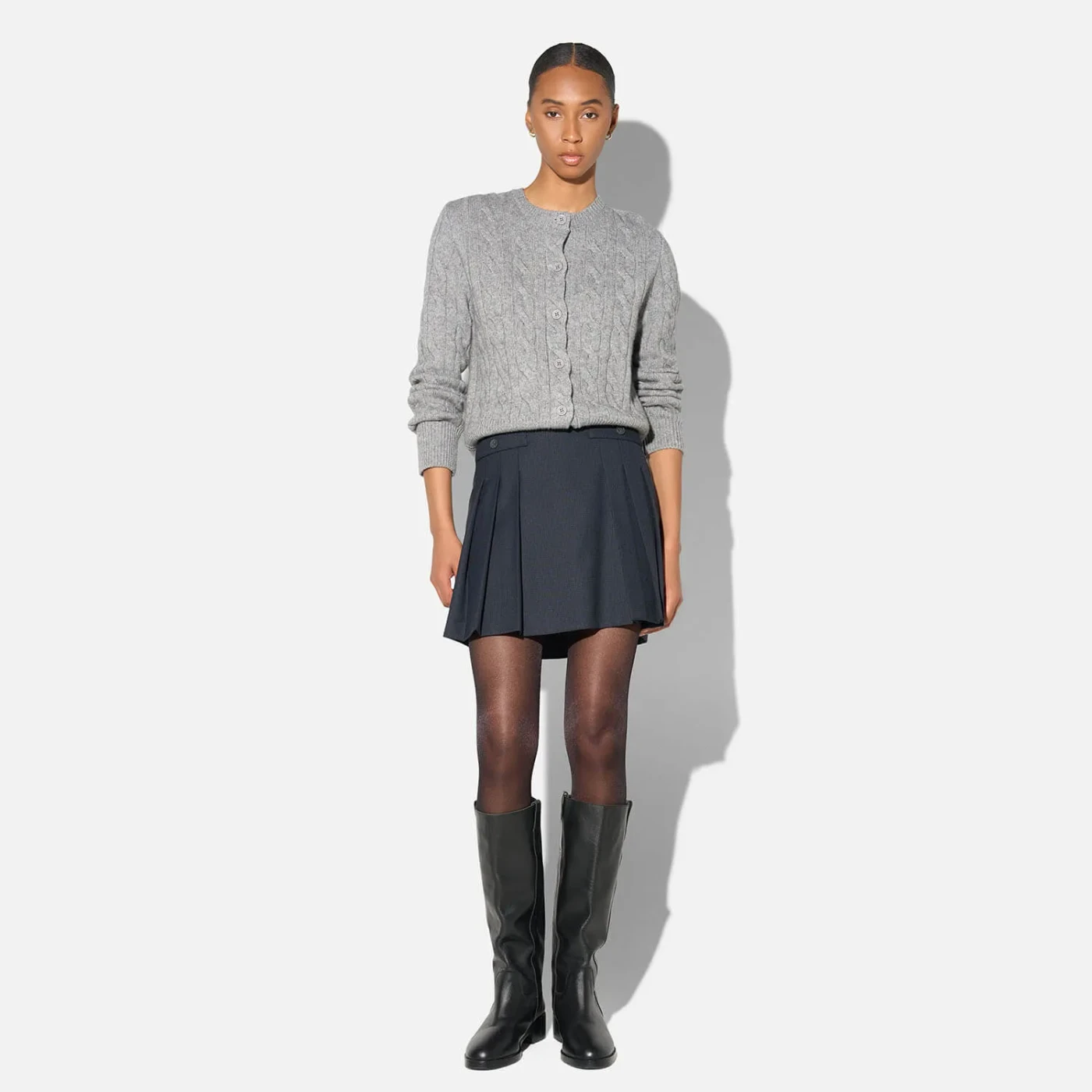 Blauwe Dames Rok SAINT Ruit Plooien Kort