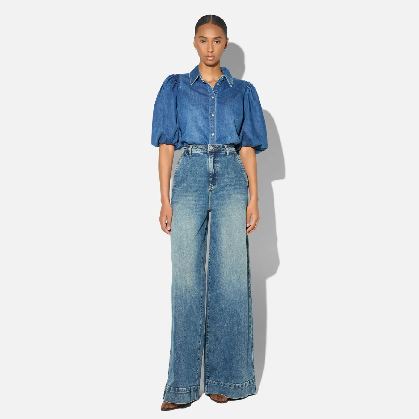Dames Jeans Wide Leg Flared Blauw DEXTER 258