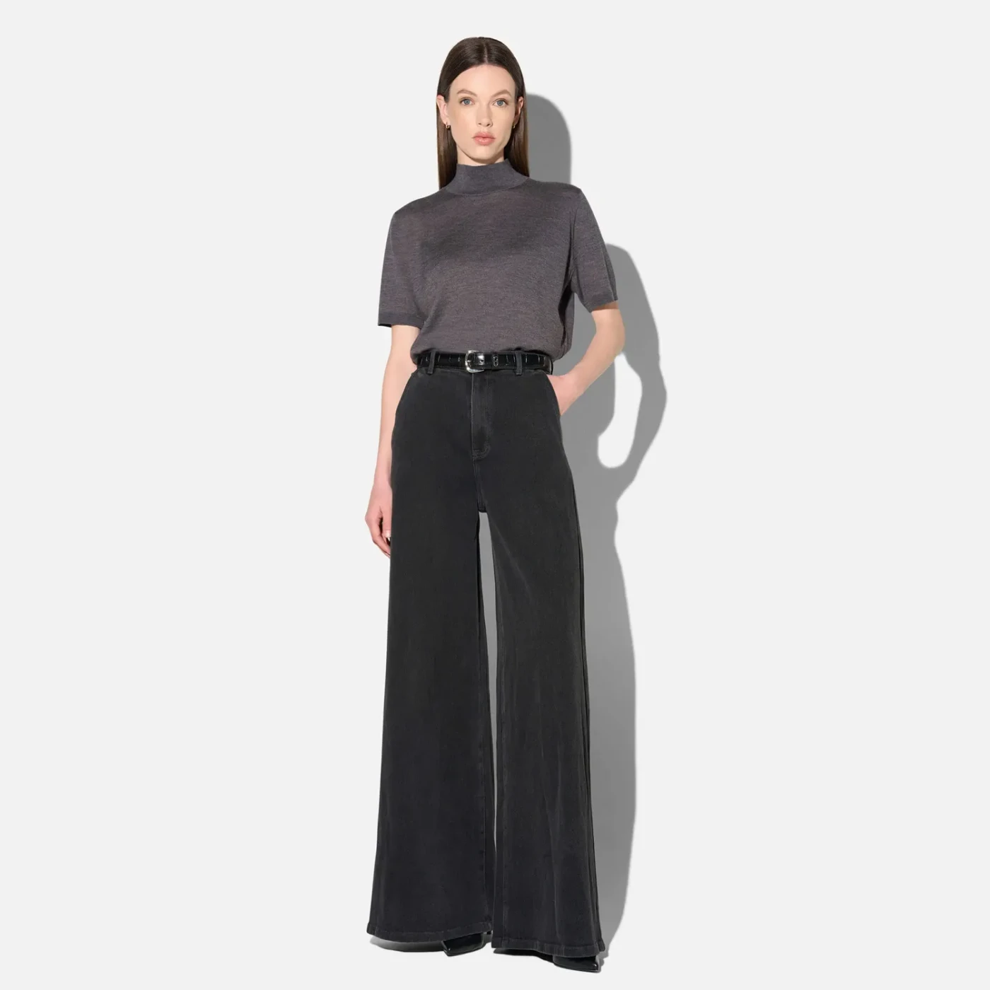 Dames Jeans Wide Leg Flared Zwart DEXTER 813