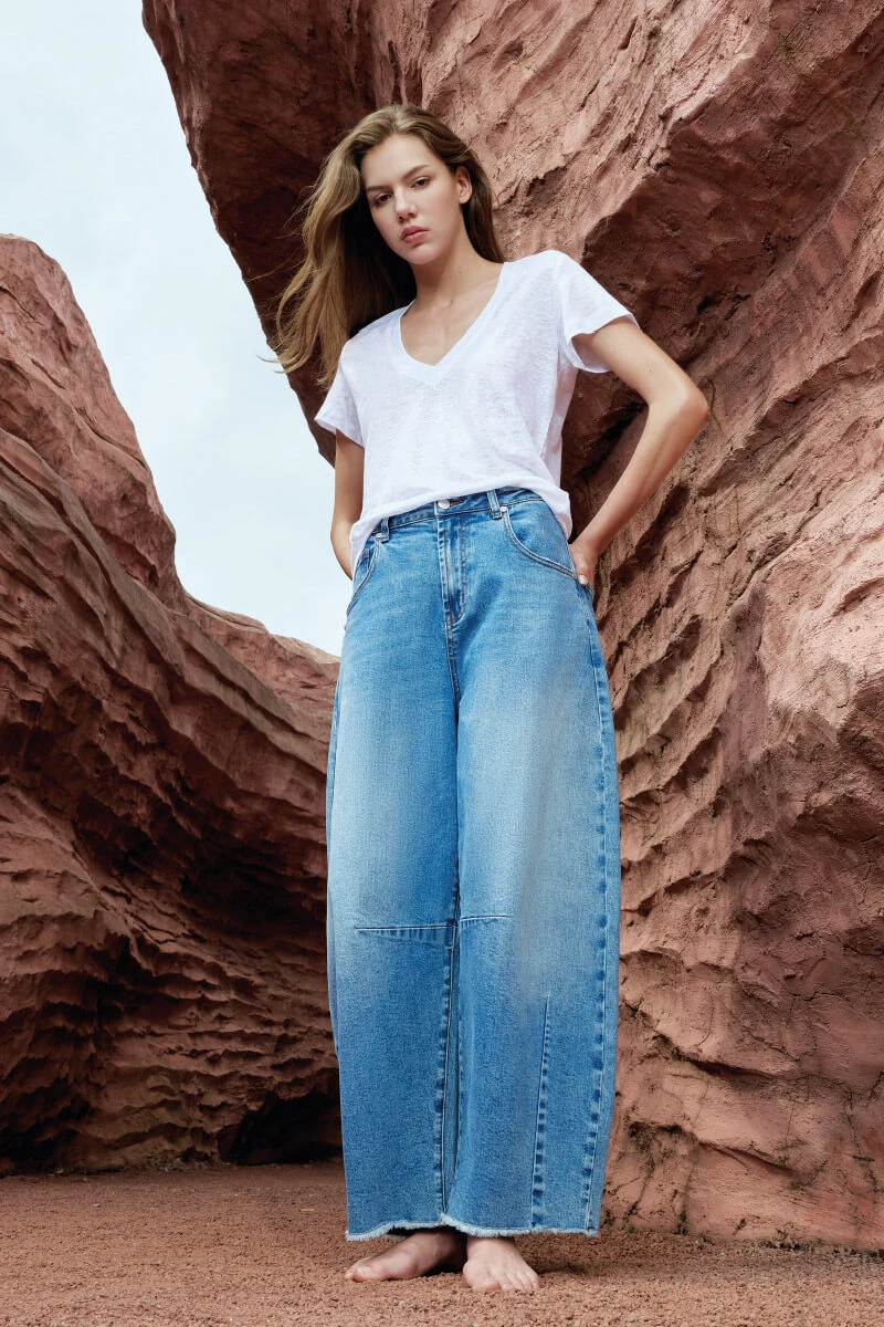 Barrel Jeans Damen Midrise Billy Blau 379