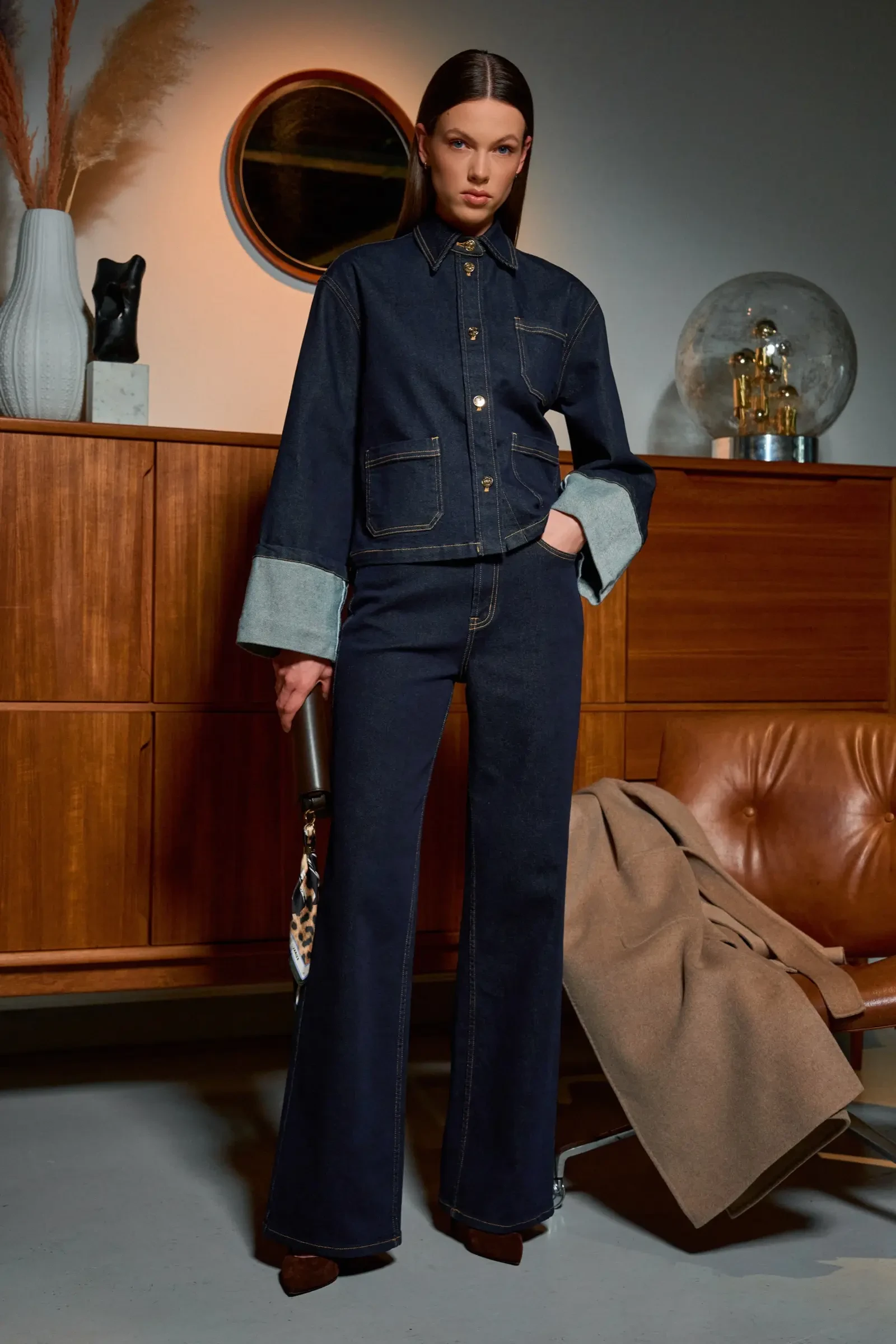 Jeans Dames Rechte Pijp High Rise Stretch Jason Japanse Denim