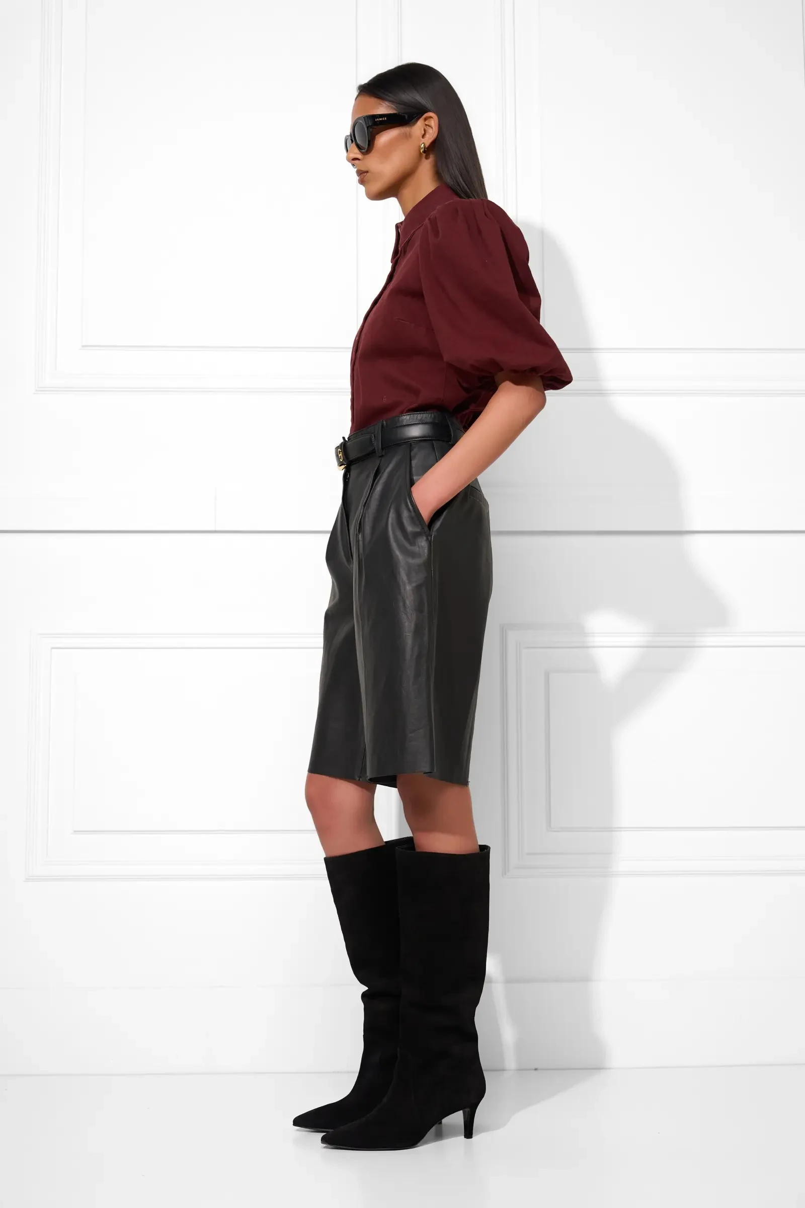 Blouse Dames Denim Pofmouw Lars Burgundy