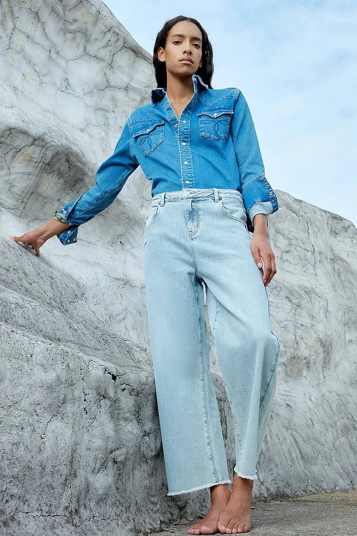 Barrel-Jeans für Damen, mittlere Leibhöhe, Stretch, Baxter, Blau, 565