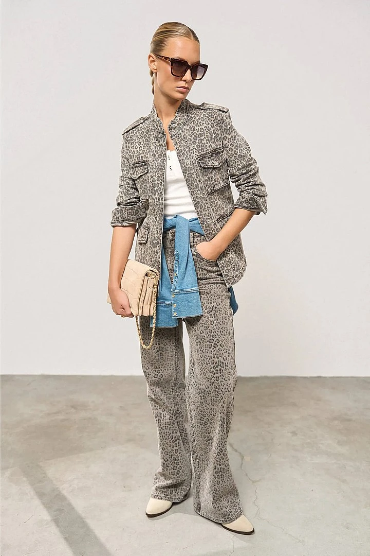 Panterprint Denim Spijkerjas Dames Dwayne