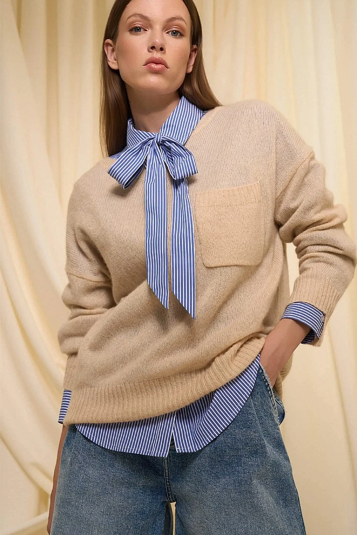 Cashmere Dames Trui Wijde Hals Dayton Beige