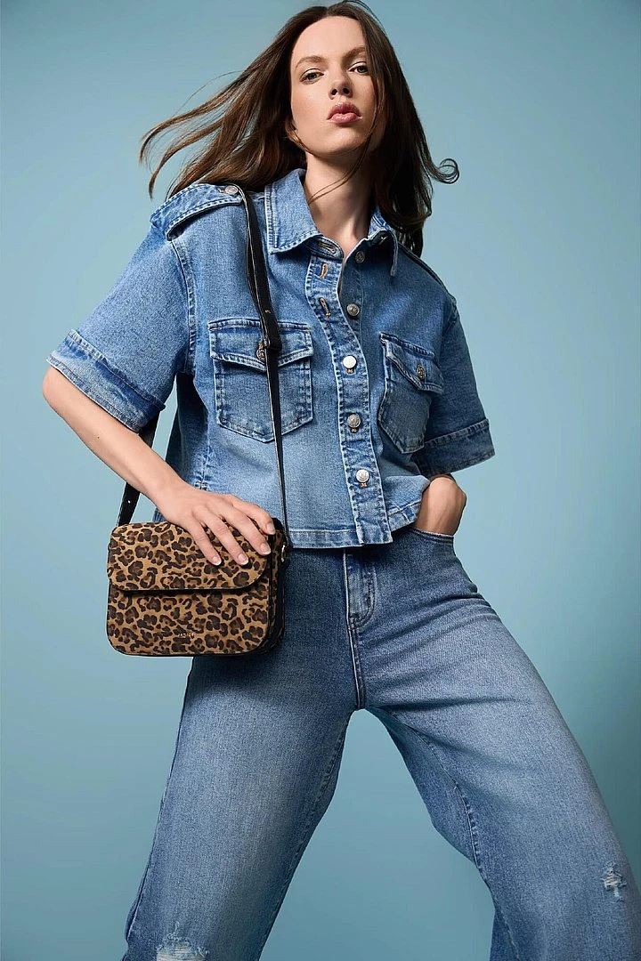 Denim Blouse Dames Spike Blauw 786