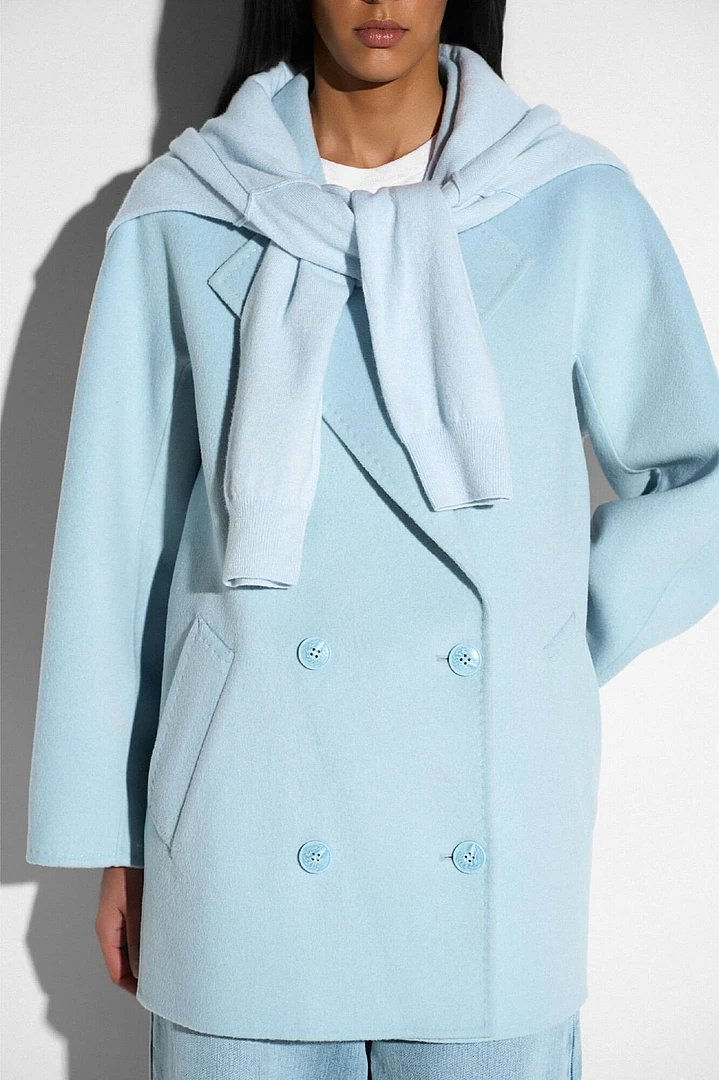 Women's Double-Faced Cashmere Caban Coat, Kennedy Blue