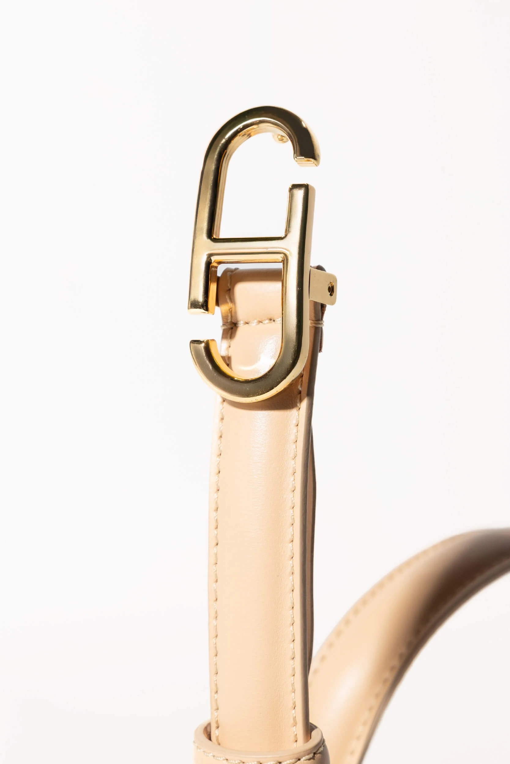 Lederriemen für Damen, Trophy, cremefarben mit goldener Schnalle