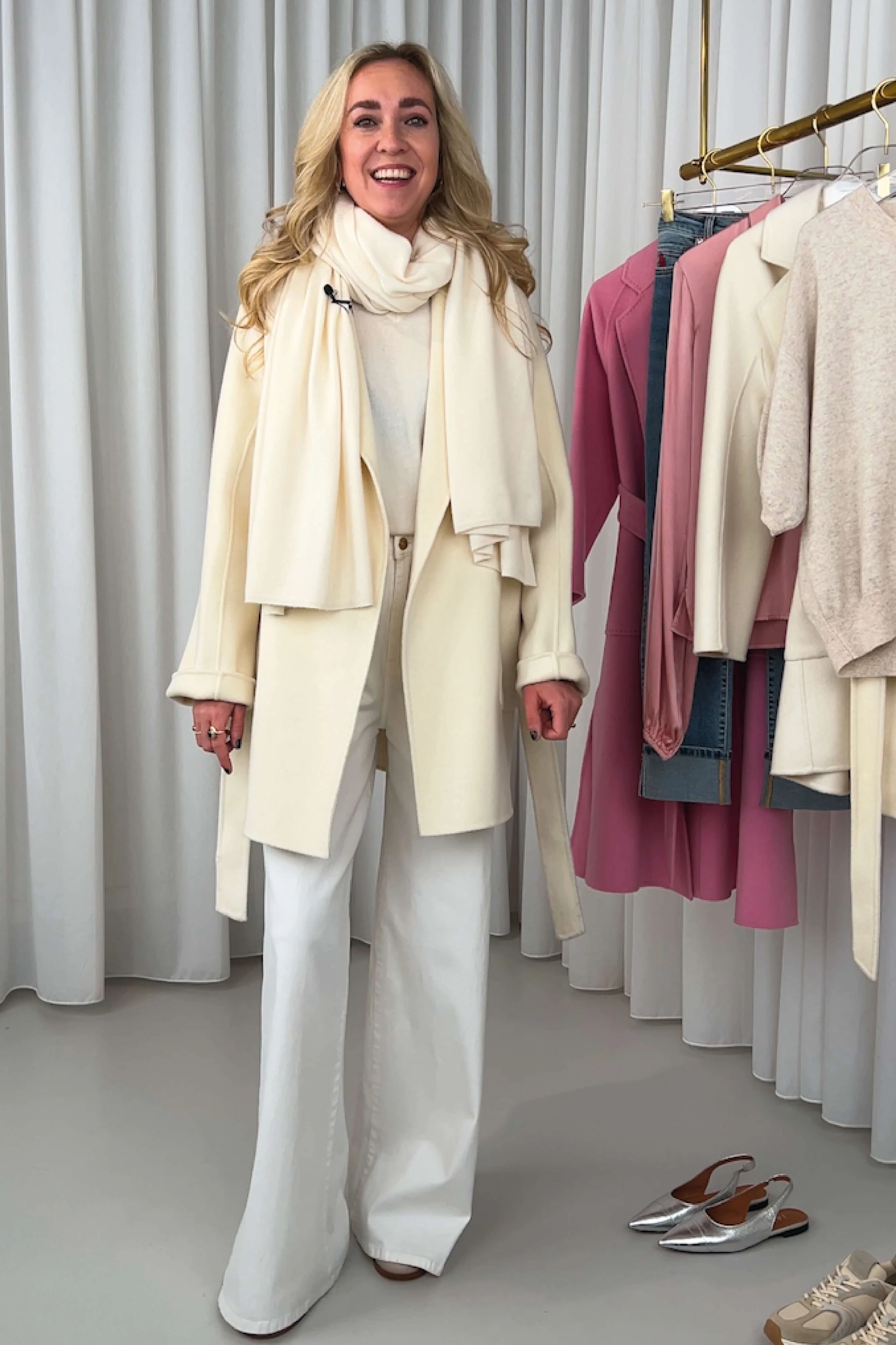 Cashmere jas wit