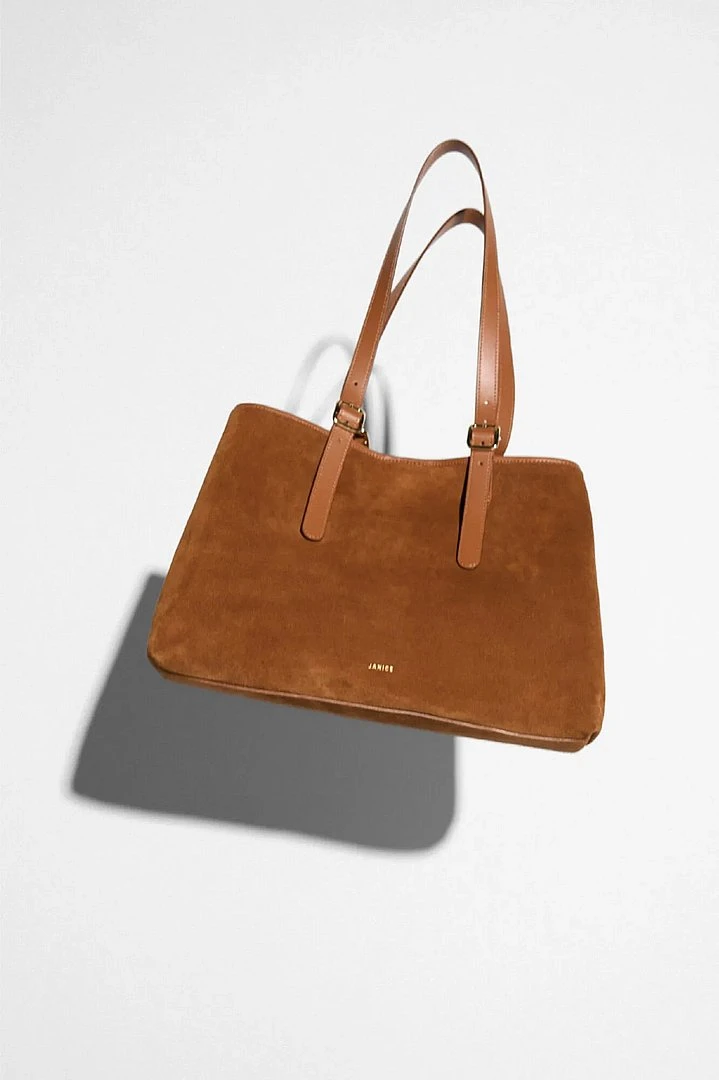 Damen-Shopper-Handtasche aus Wildleder, Modell Harper, Farbe Camel