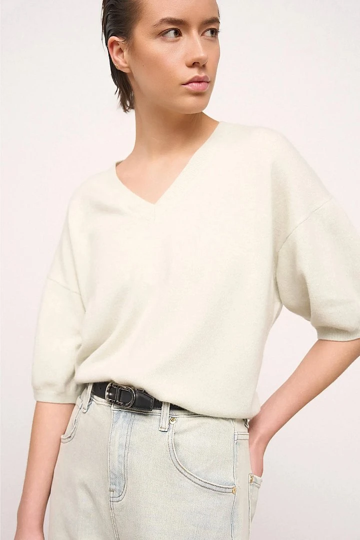 Cashmere Dames Trui V Hals Romeo Groen