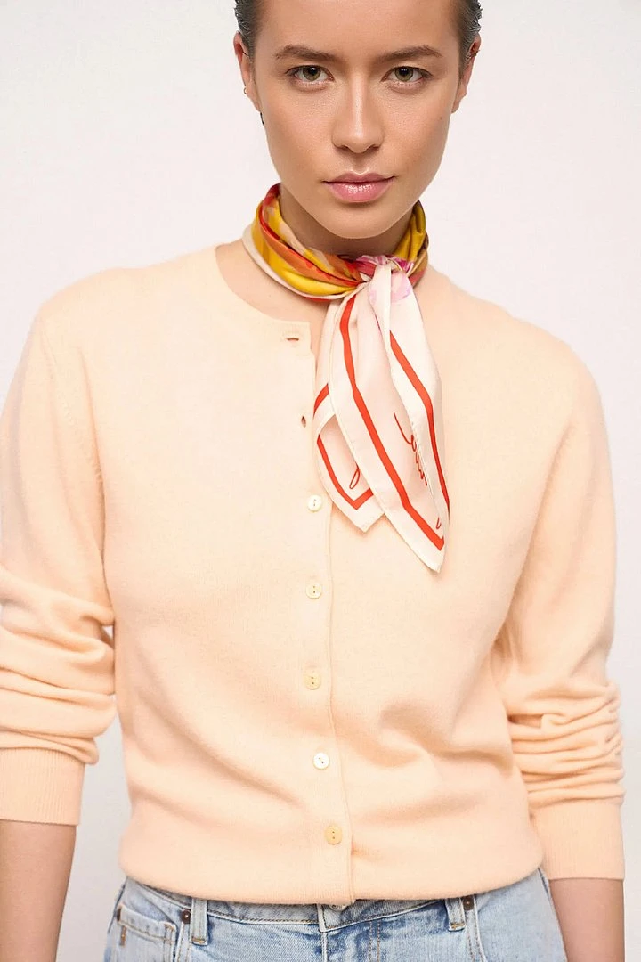 Kaschmir-Strickjacke für Damen, Farbe Pfirsich, Modell Lucas
