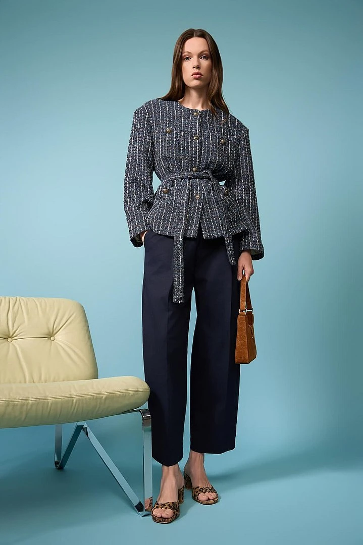 Women's Tweed Kimono Jacket, Blue, Harley