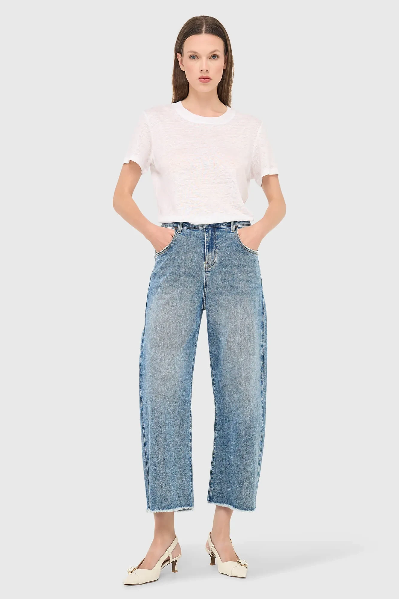 Barrel-Jeans für Damen, Stretch, mittlere Leibhöhe, BAXTER, Blau, 786