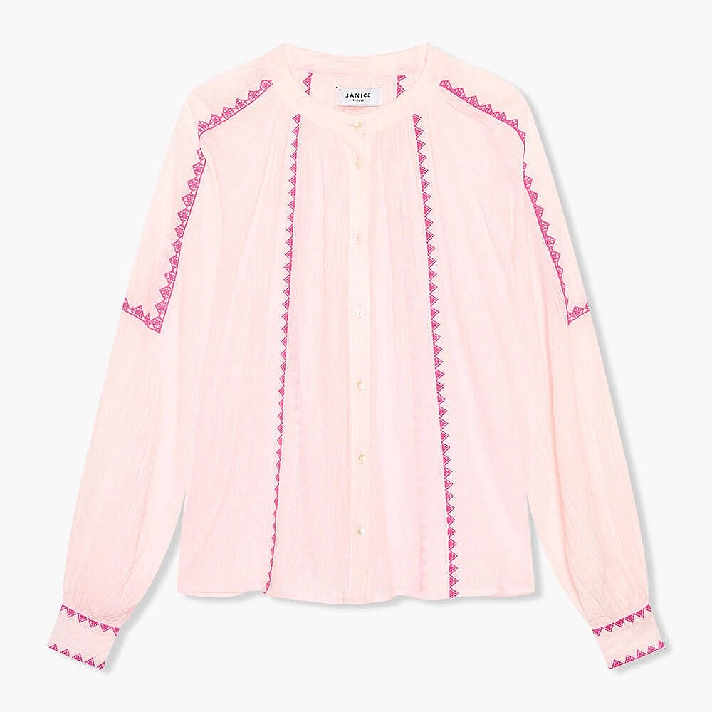 Katoenen roze Broderie Blouse Beau