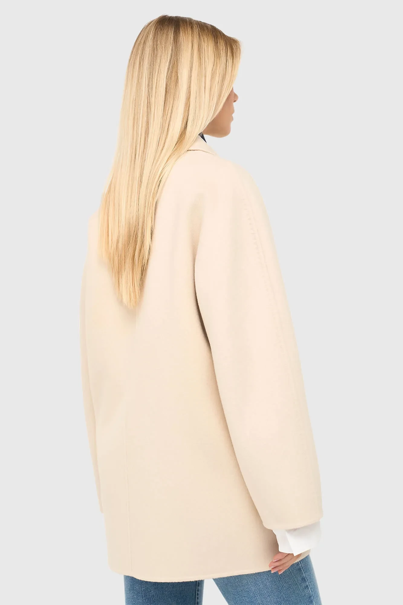 Women's Double-Faced Cashmere Caban Coat, Kennedy Beige