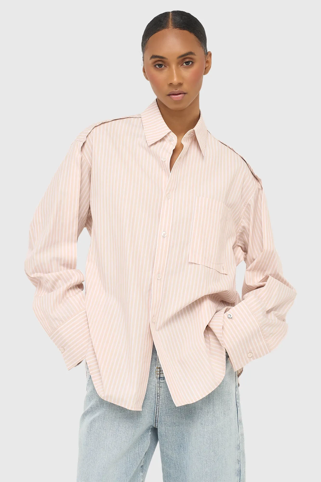 Beige Striped Women's Blouse Phil