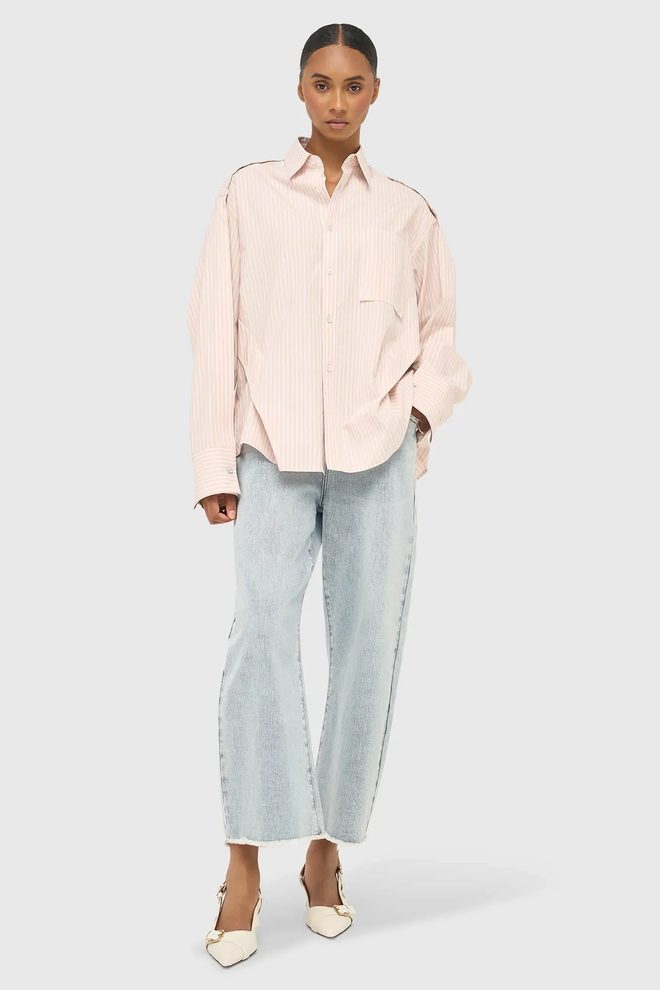 Beige Striped Women's Blouse Phil