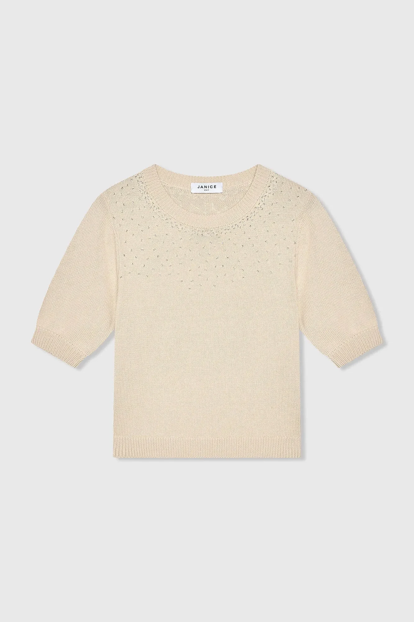 Beige Baumwollpullover für Damen mit Strasssteinen von Barret
