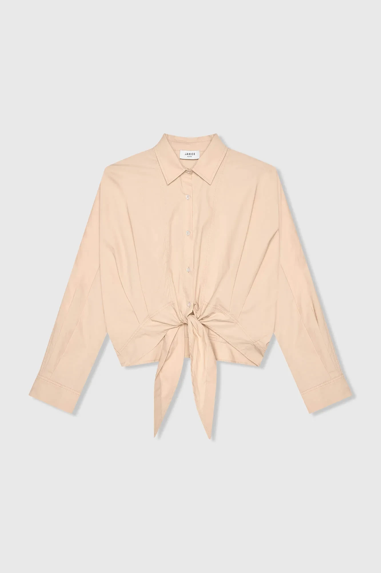 Beige Cotton Bow Blouse for Women by David