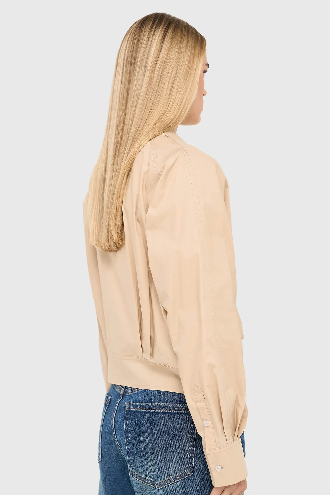 Beige Cotton Bow Blouse for Women by David