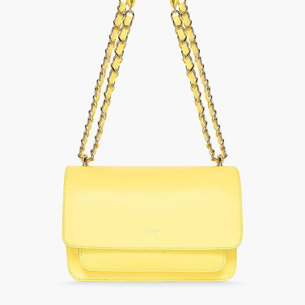 Leren Gele Dames Crossbody Bill