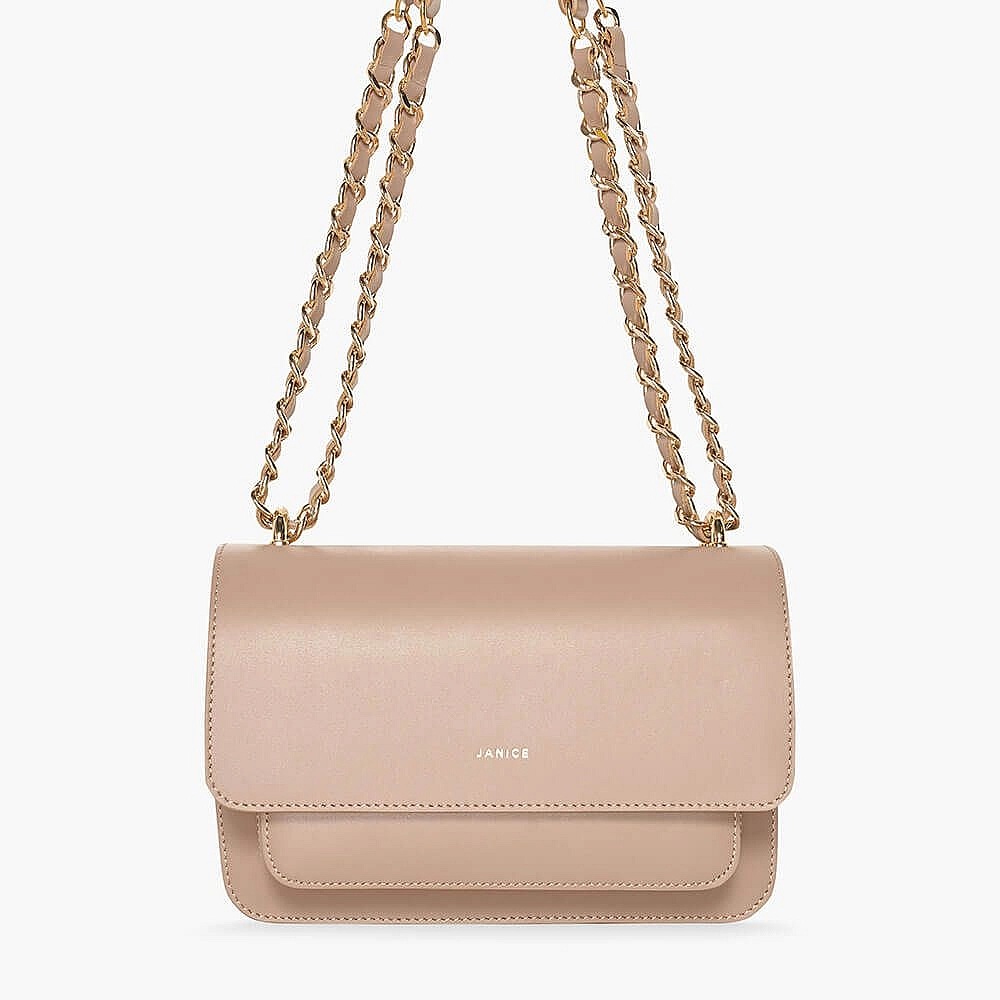 Leren Taupe Dames Crossbody Bill