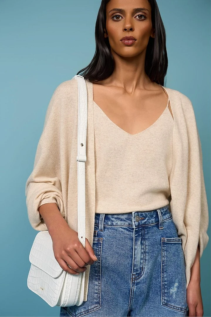 Kaschmir-Strickjacke für Damen, Blade Beige