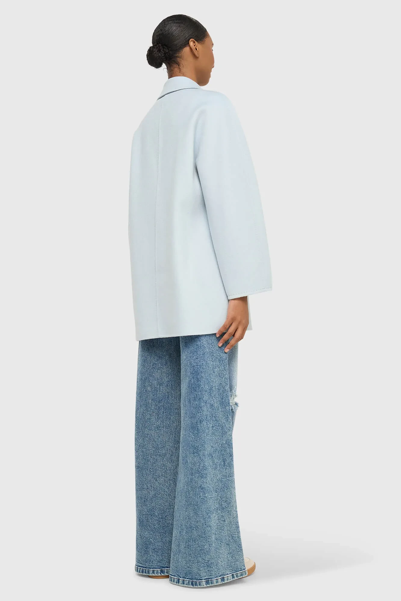 Women's Double-Faced Cashmere Caban Coat, Kennedy Blue