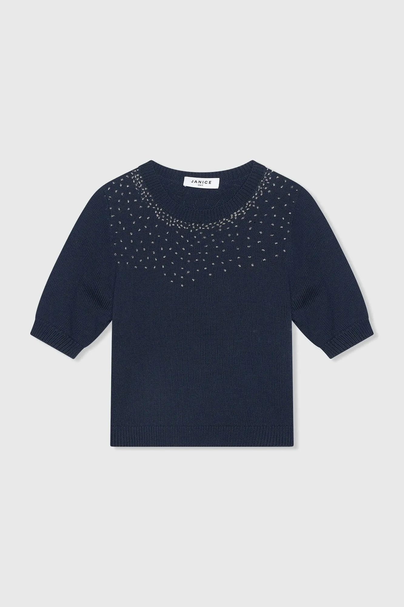 Blauer Baumwollpullover für Damen mit Strasssteinen von Barret