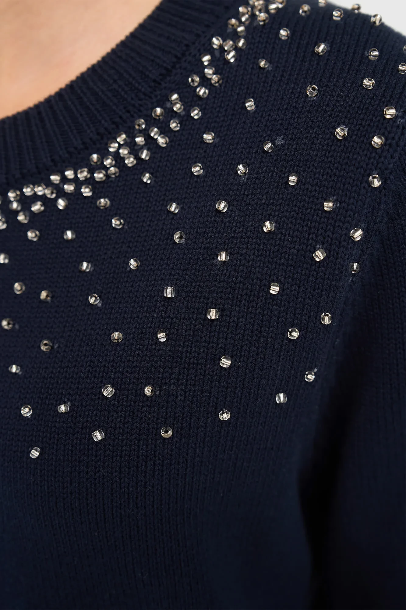 Blauer Baumwollpullover für Damen mit Strasssteinen von Barret
