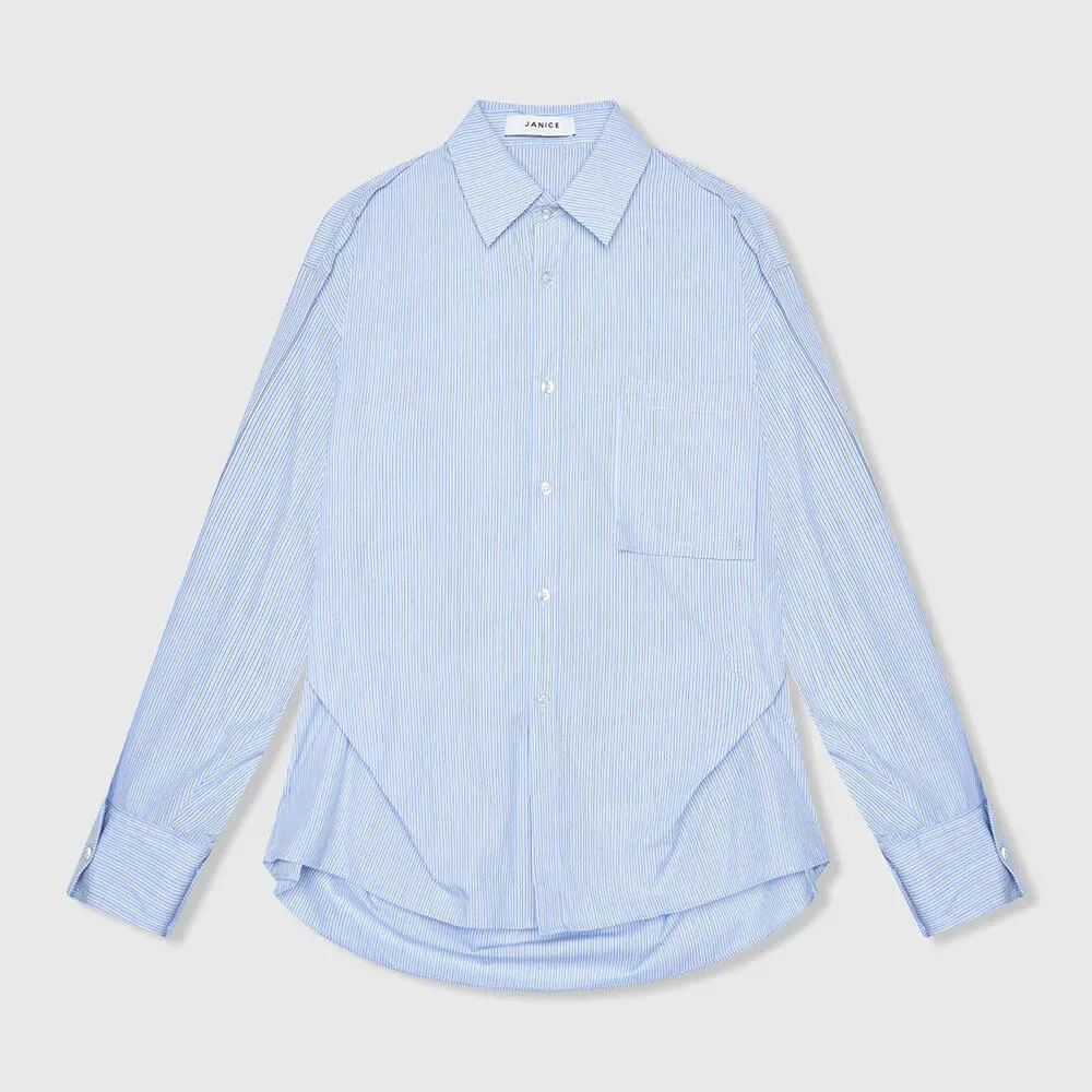 Blauwe Gestreepte Dames Blouse Phil