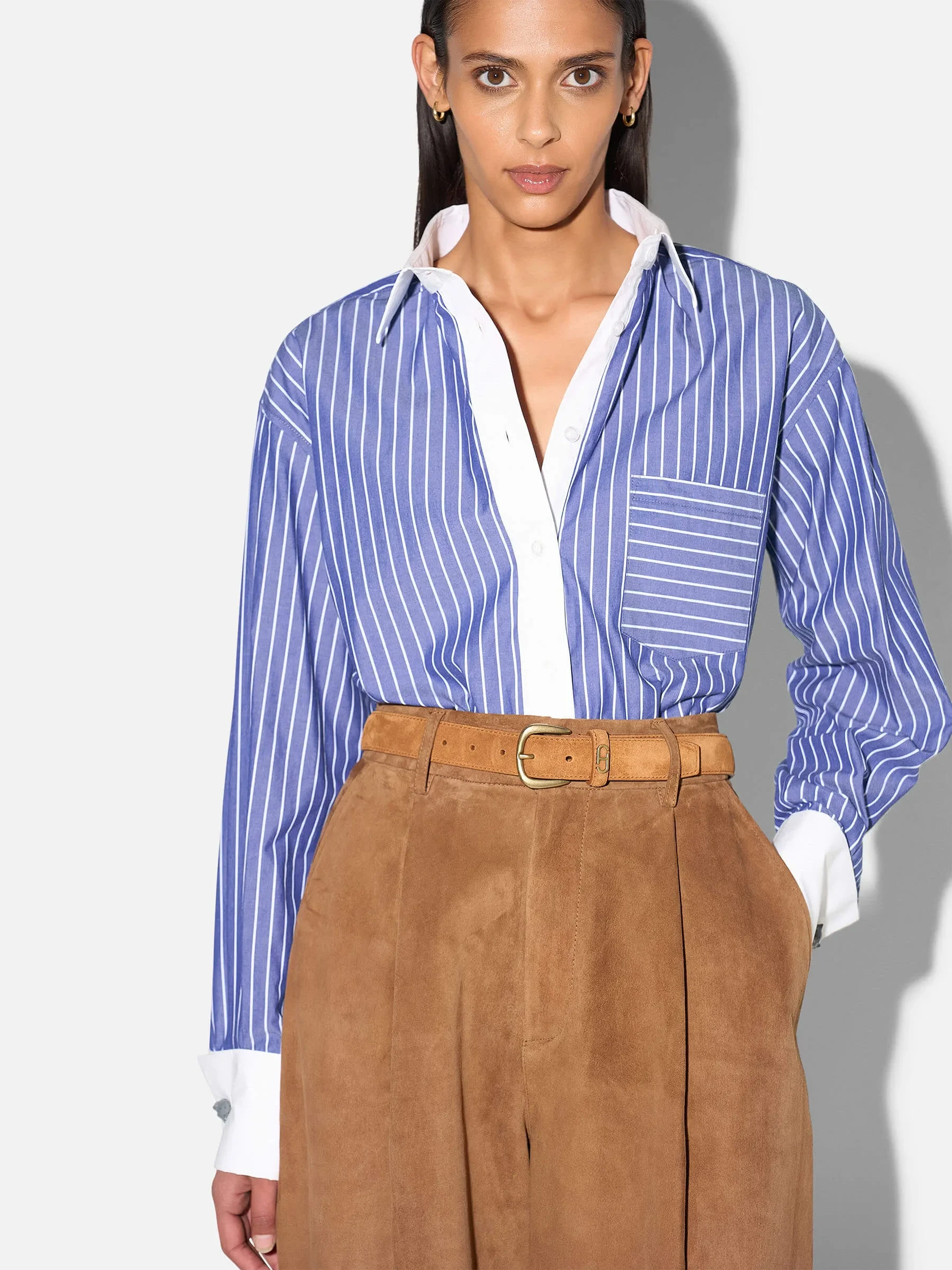 Blauwe Streep Blouse Dames Katoen Boyfriend Russ