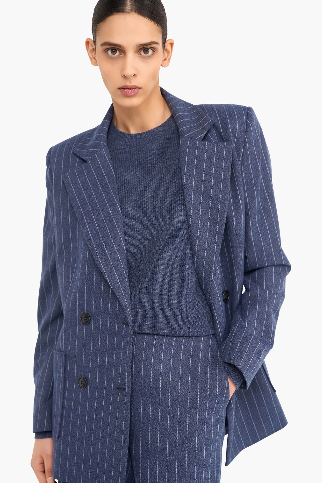 Women's Double-Breasted Martin Blue Striped Blazer