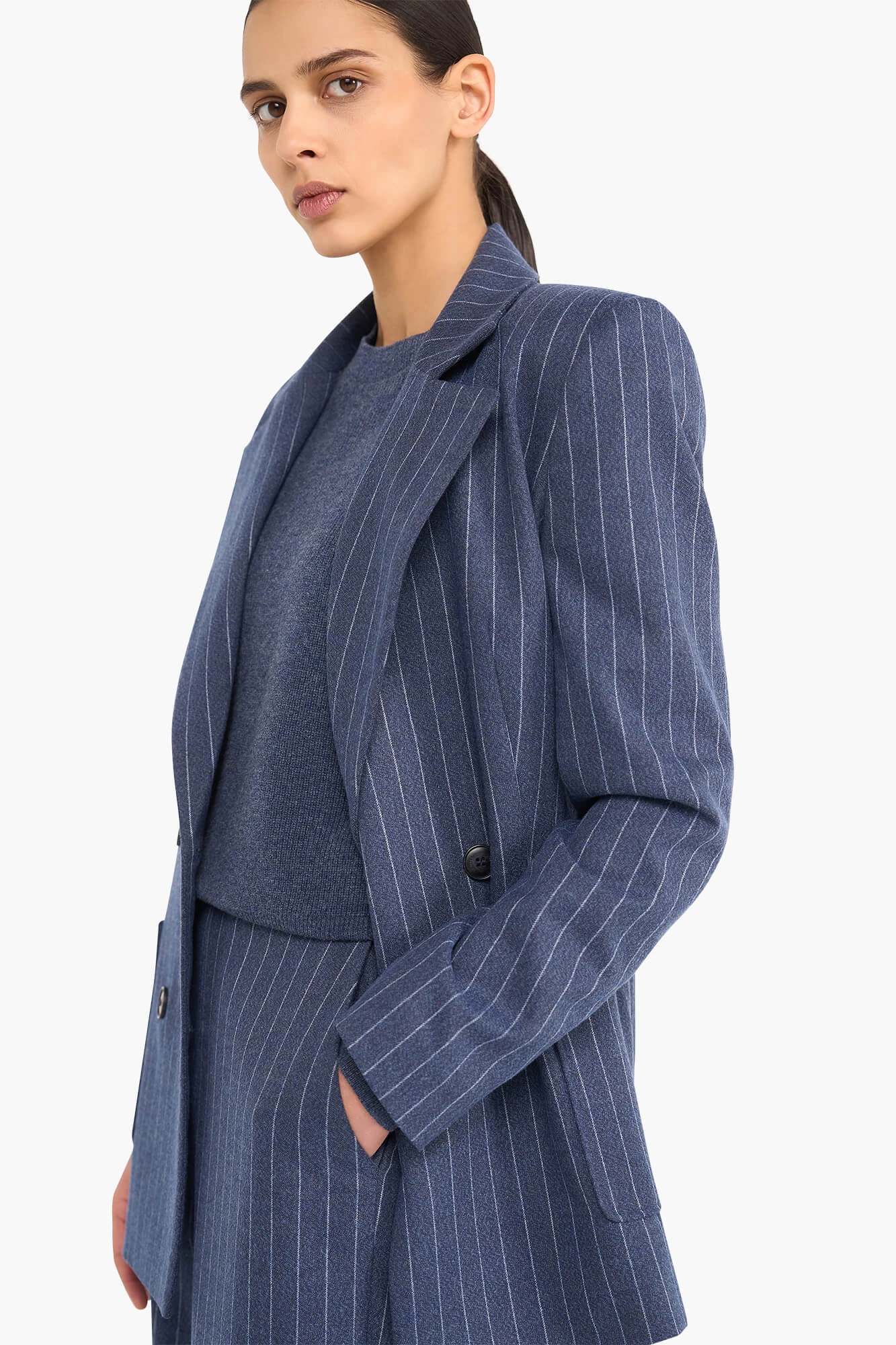 Women's Double-Breasted Martin Blue Striped Blazer