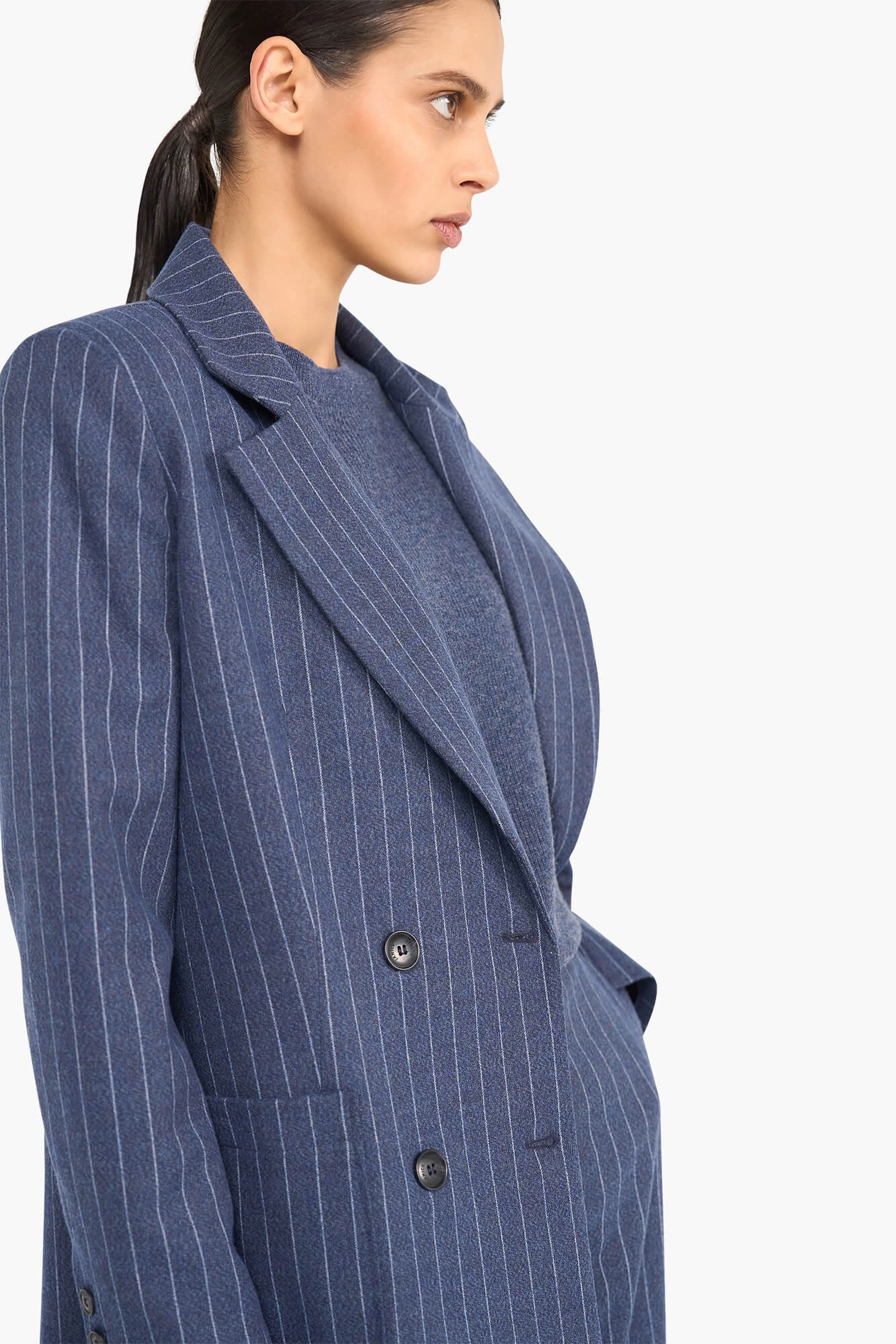 Women's Double-Breasted Martin Blue Striped Blazer