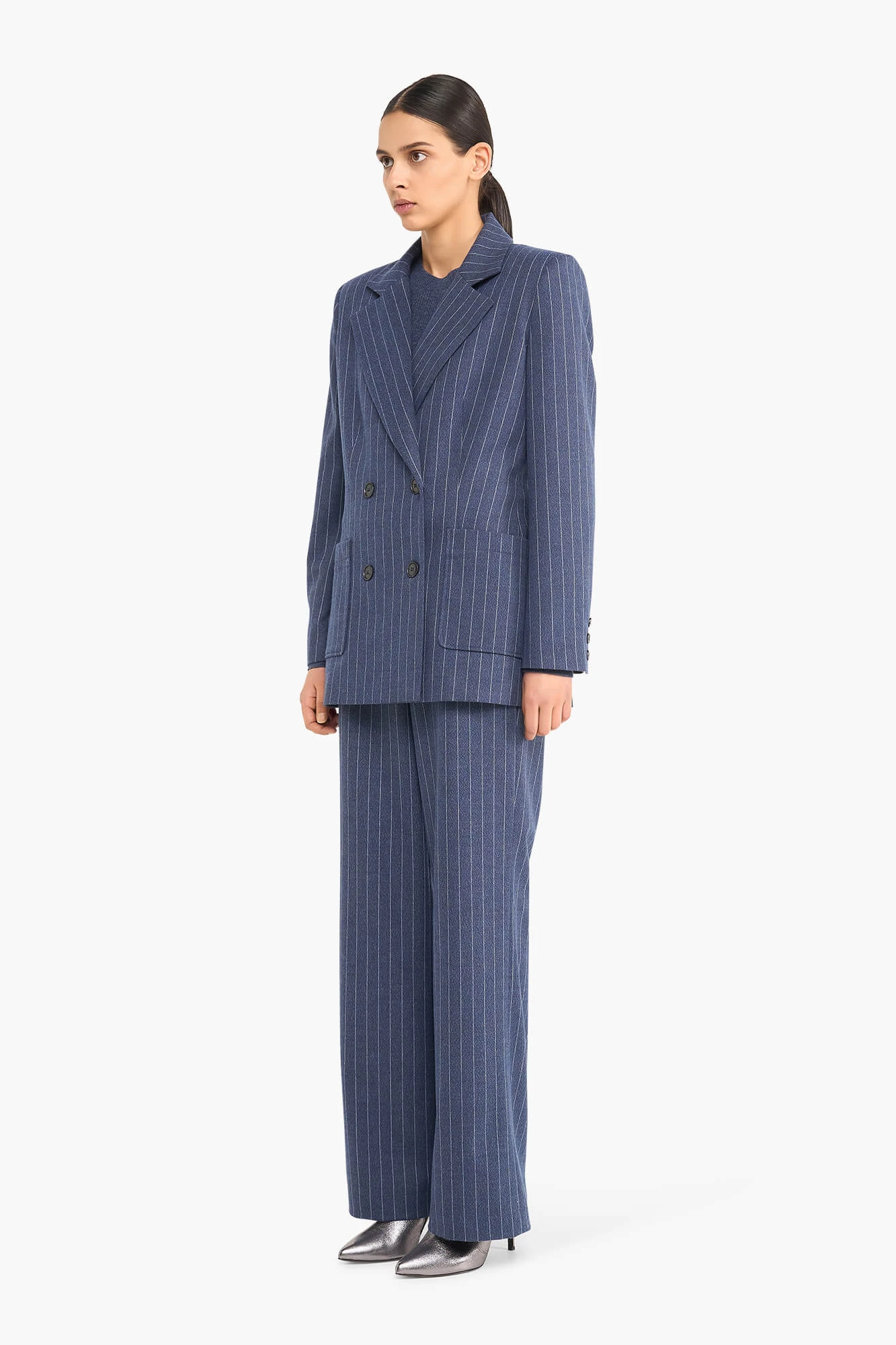 Women's Double-Breasted Martin Blue Striped Blazer