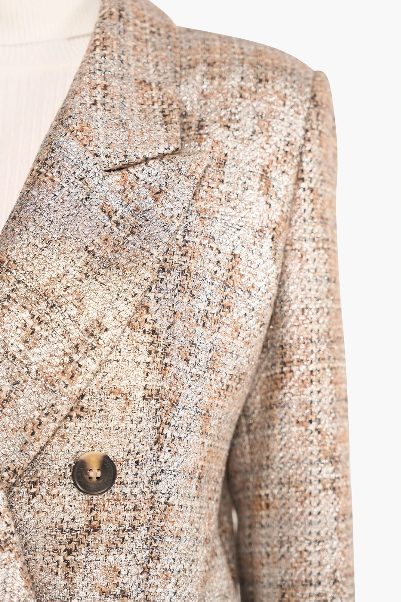 Blazer Dames Kort Stan Bruin Zilver Metallic