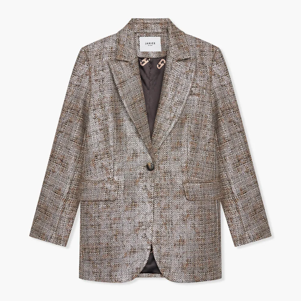 Oversized Blazer Dames Hank Bruin Zilver Metallic
