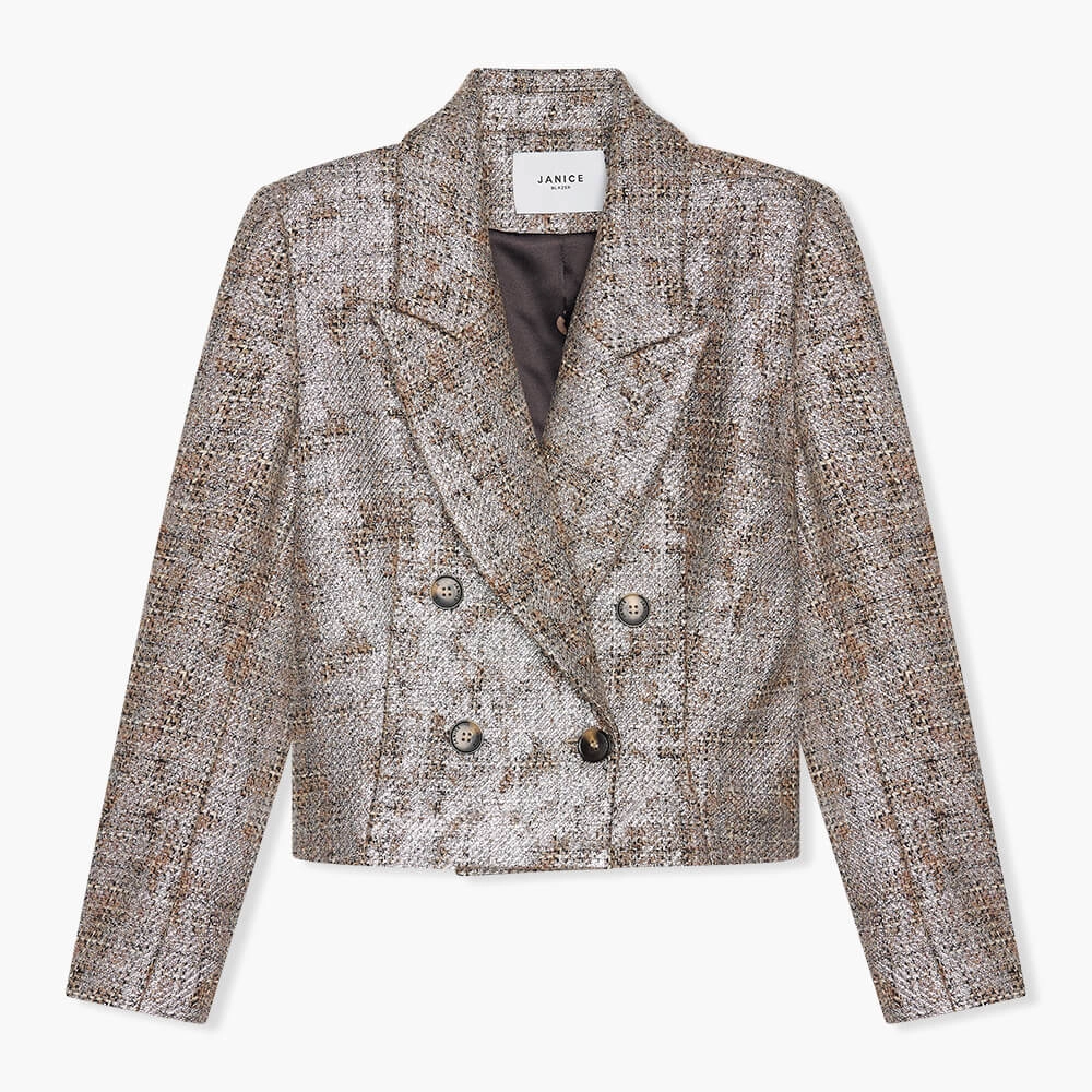 Blazer Dames Kort Stan Bruin Zilver