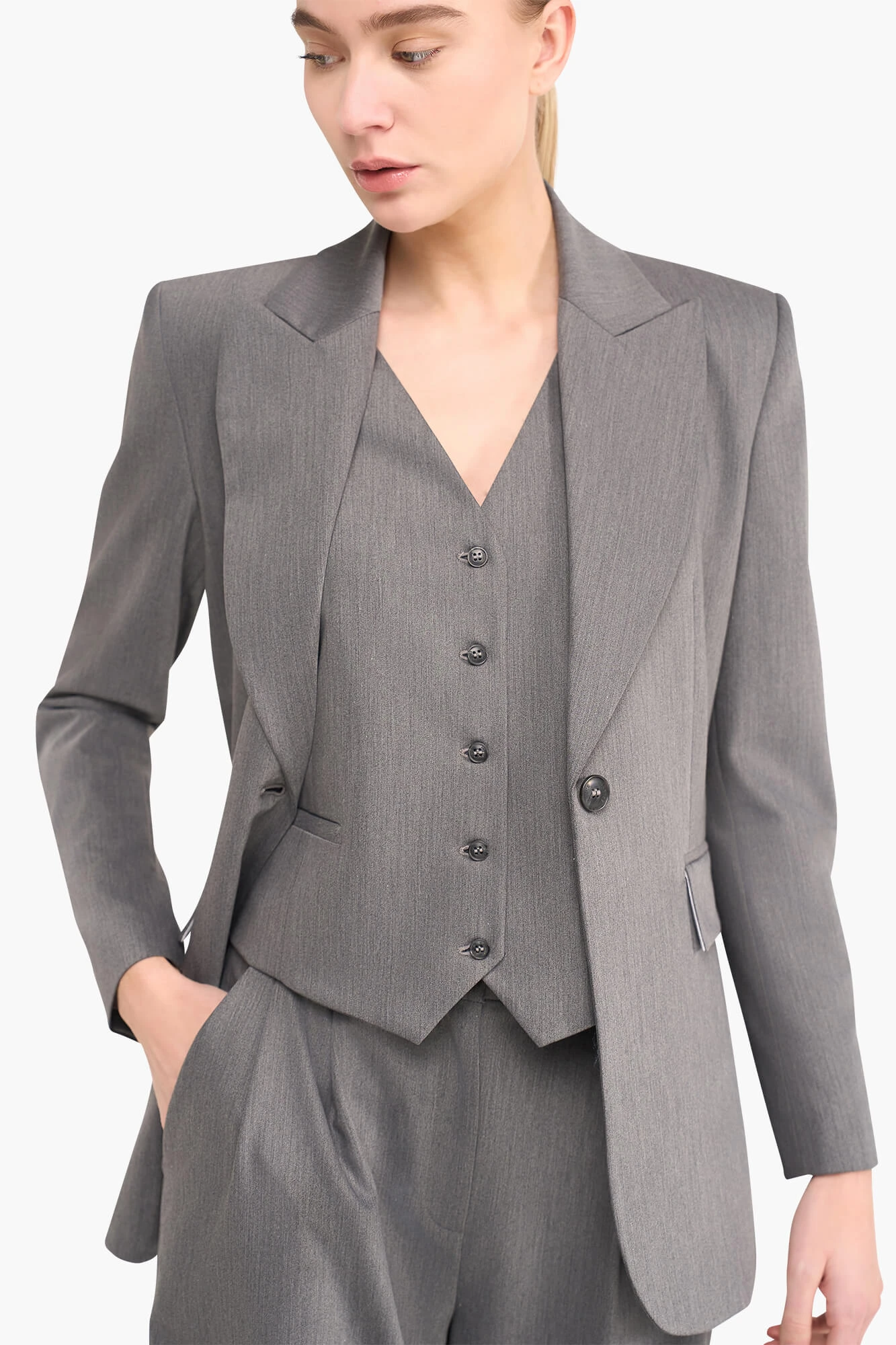 Damenblazer, tailliert, Modell „Marcus“, grau