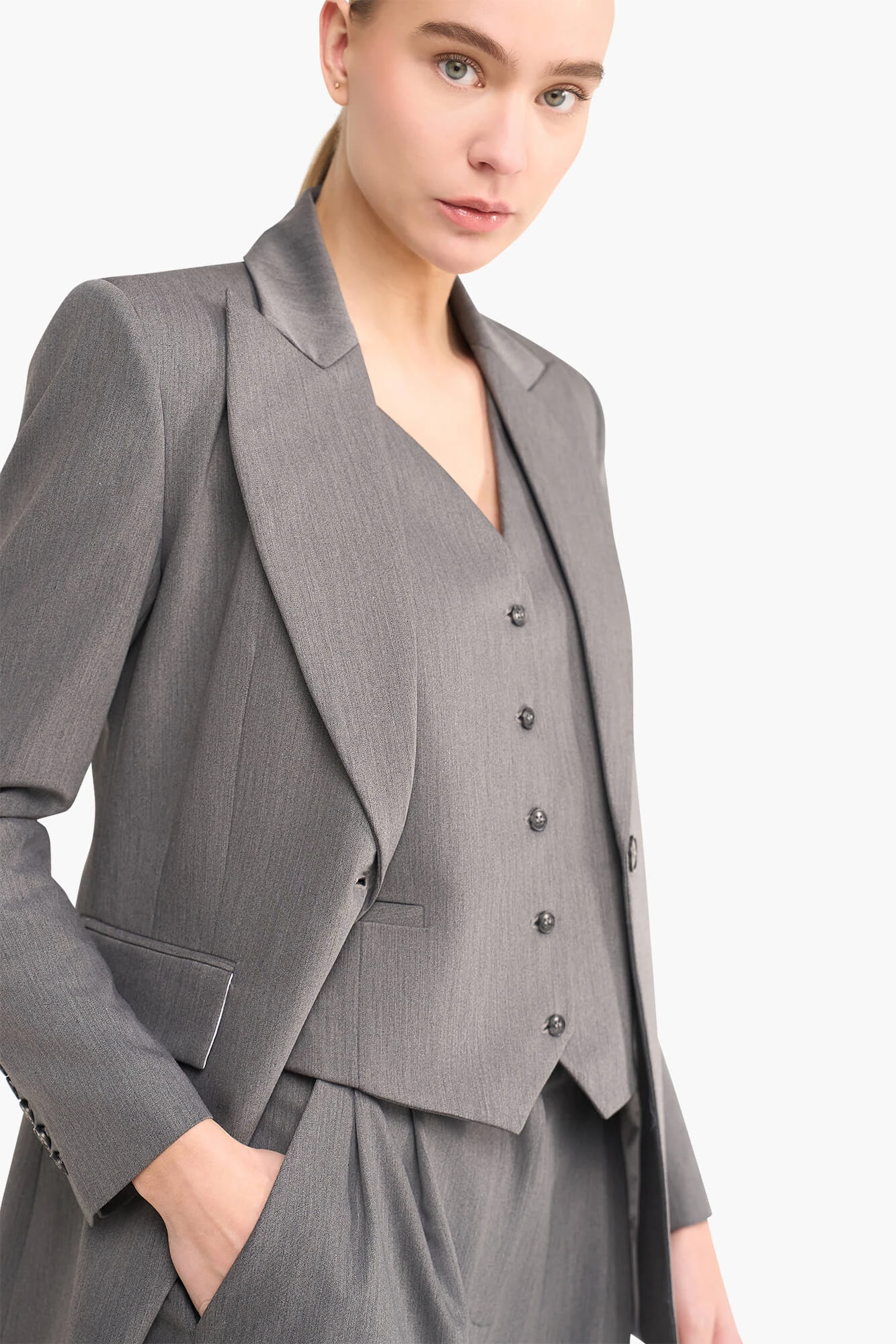 Damenblazer, tailliert, Modell „Marcus“, grau