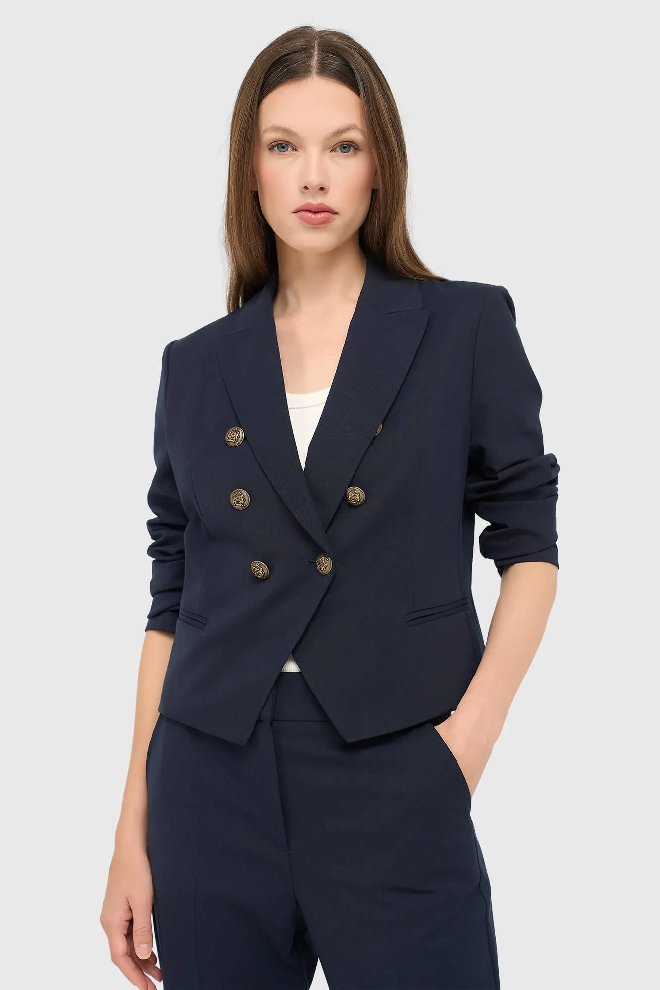 Damen-Blazer, kurz, blau, Ace