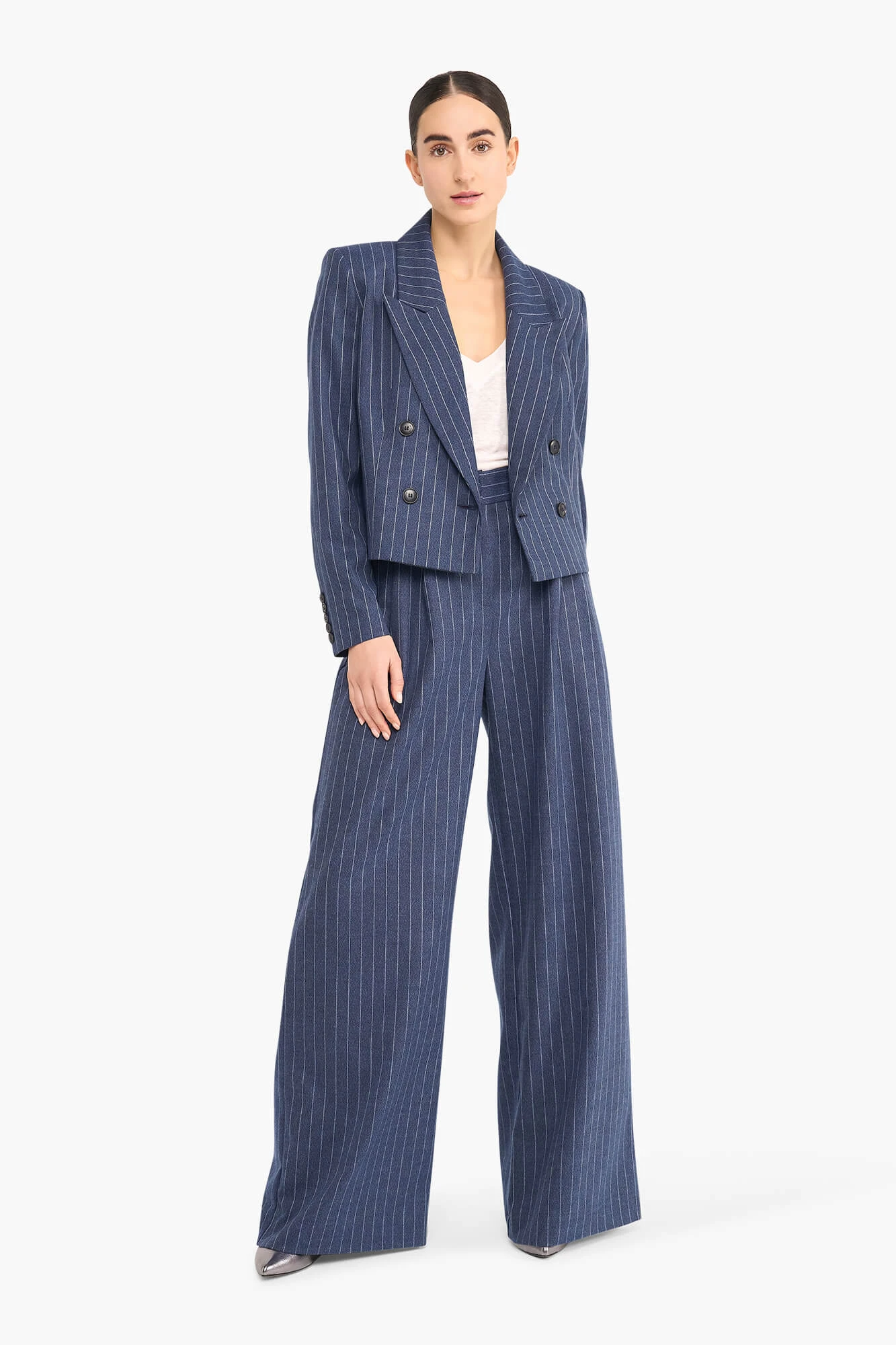 Women's Short-Sleeve Blazer, Stan, Blue Stripe