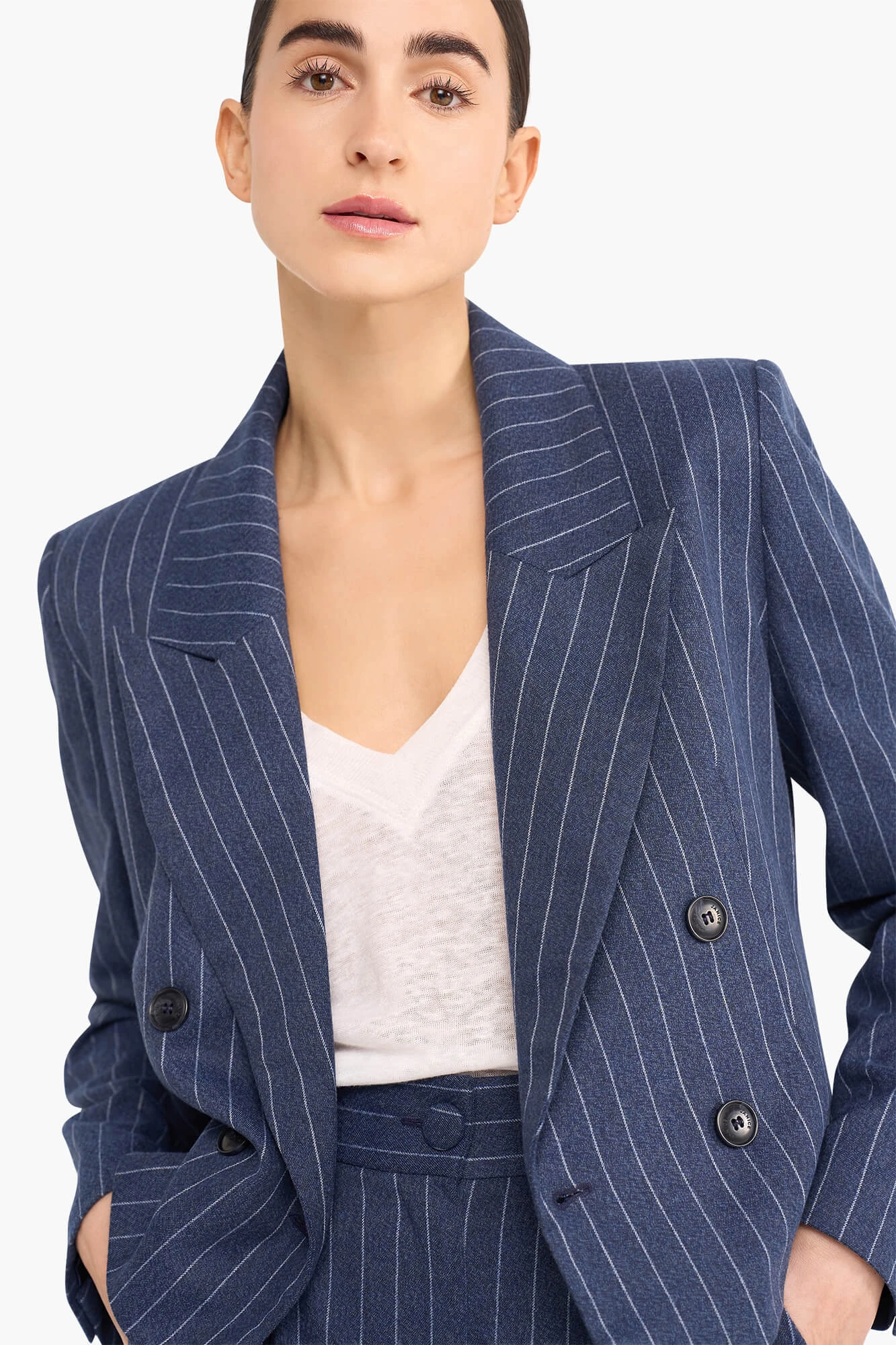 Women's Short-Sleeve Blazer, Stan, Blue Stripe