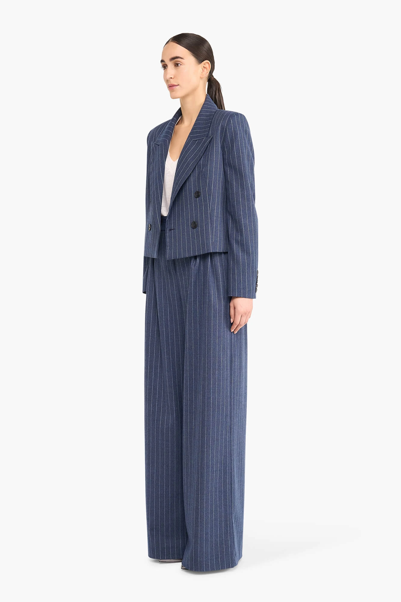Women's Short-Sleeve Blazer, Stan, Blue Stripe