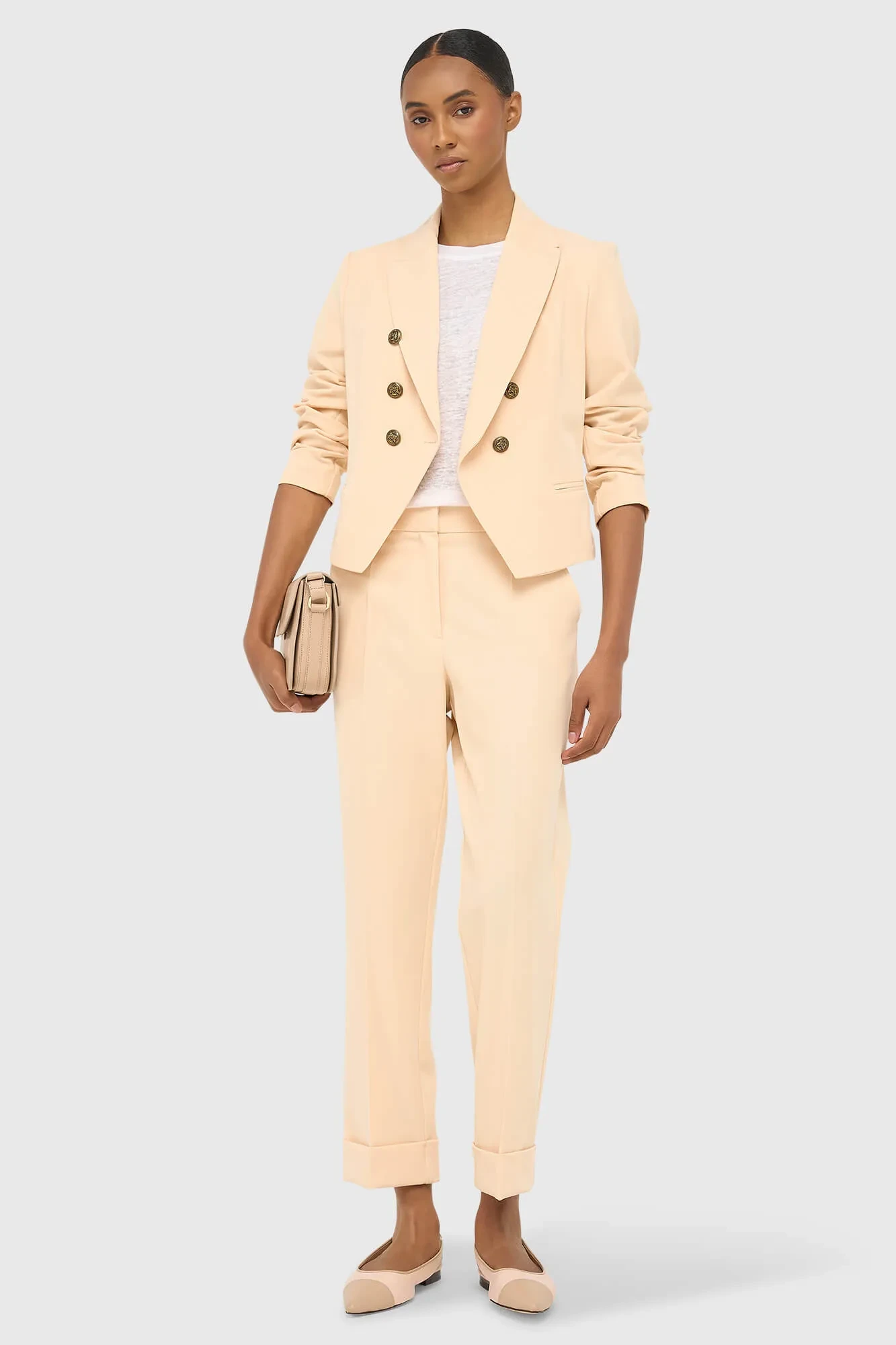Damen-Blazer, kurz, pfirsichfarben, Ace